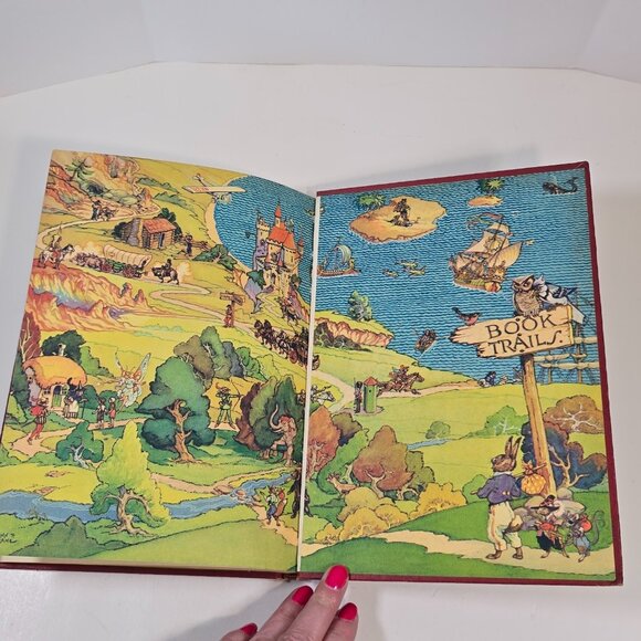 Book Trails Set 1928 Child Development Red Embossed Cover Colorful Illustrations - Picture 12 of 16